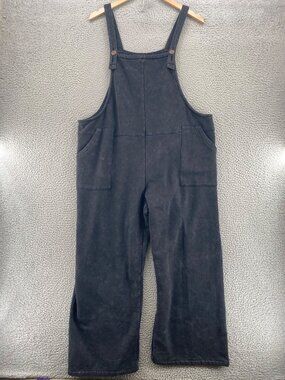 Earthbound Overalls Women Extra Large Charcoal Gray Sweatshirt Fleece Jersey NWT